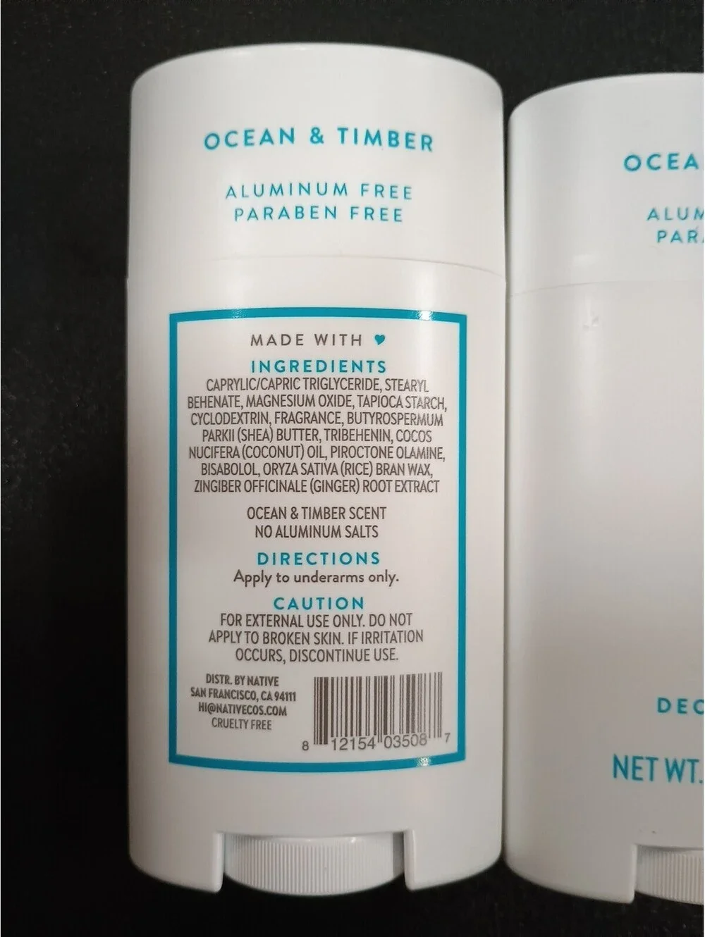 3 Pack Native Deodorant Ocean & Timber  Aluminum Free And Paraben Free
